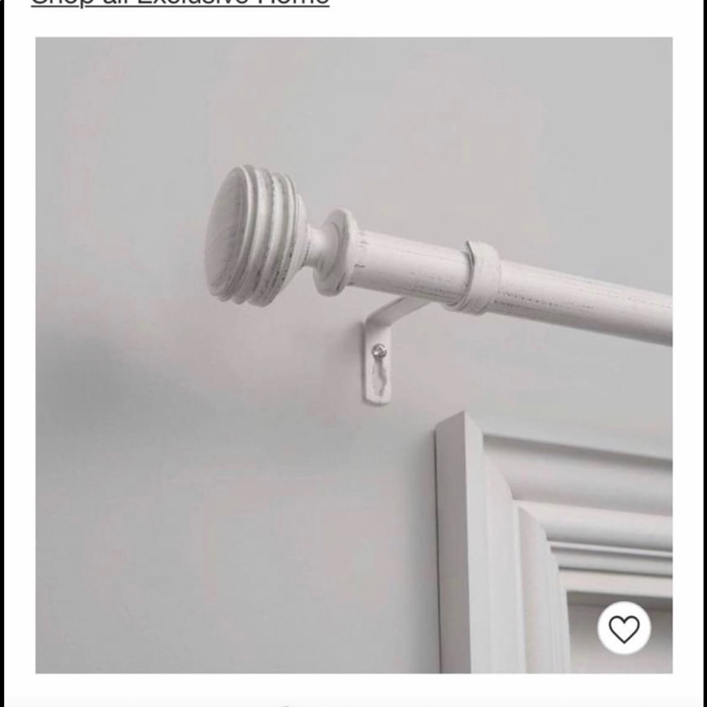 36"-72" adjustable distressed white curtain rod